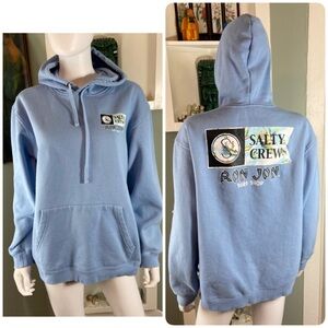 Ron Jon Surf Shop Salty Crew Women/Kids Blue Graphic Hoodie Sweatshirt L Large